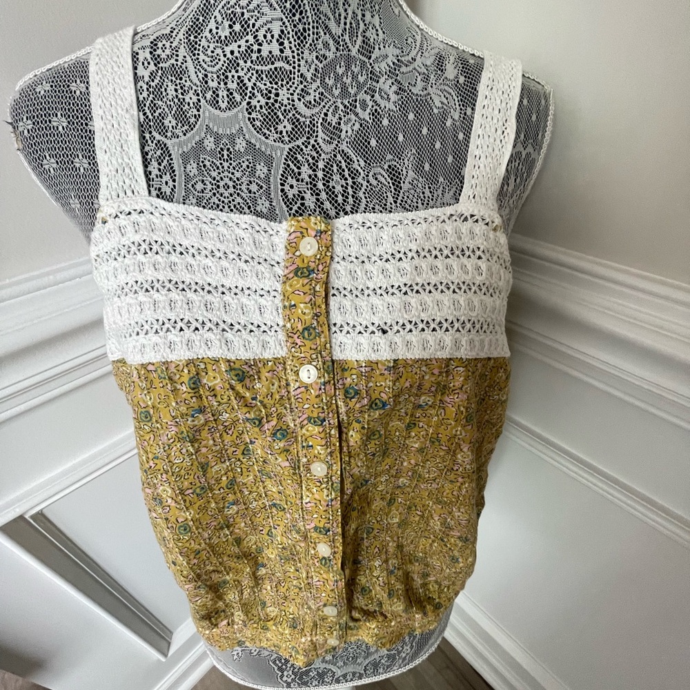 Universal Thread Womens Yellow Print Crop Top Boho Size L